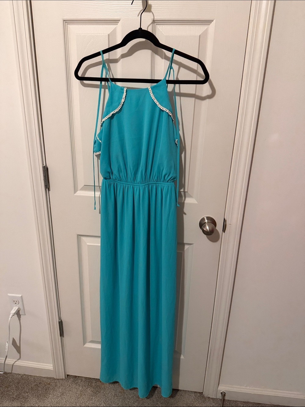 Peach Love California Turquoise Maxi Dress with Lace Trim